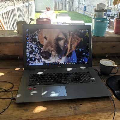 Weather permitting, I do a lot of my work in my backyard.